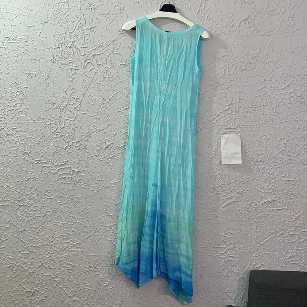 XCVI NEW Maxi Dress Ombré Blue XS Sleeveless Shark Bite Cruise Beach Vacation